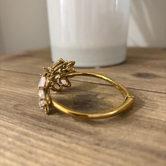 Kate Spade New York Blushing Blooms Gold Hinged Bangle Bracelet - Picture 3 of 8